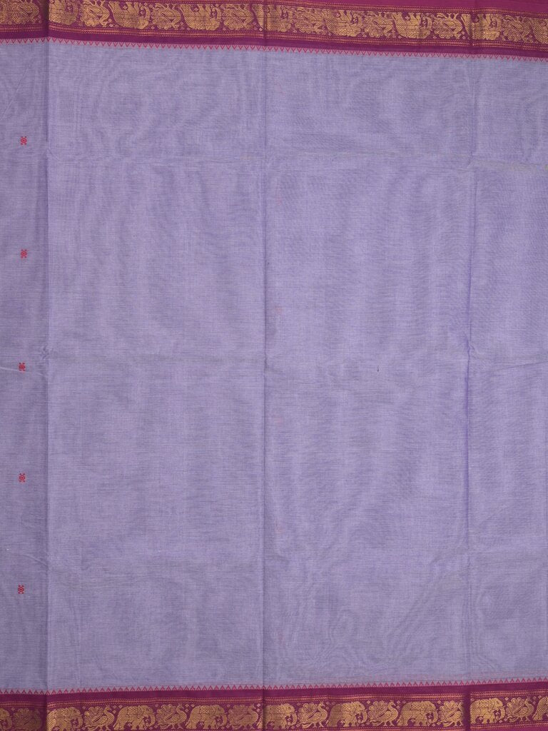 Kanchi cotton saree allover motifs and zari border with attached self-blouse