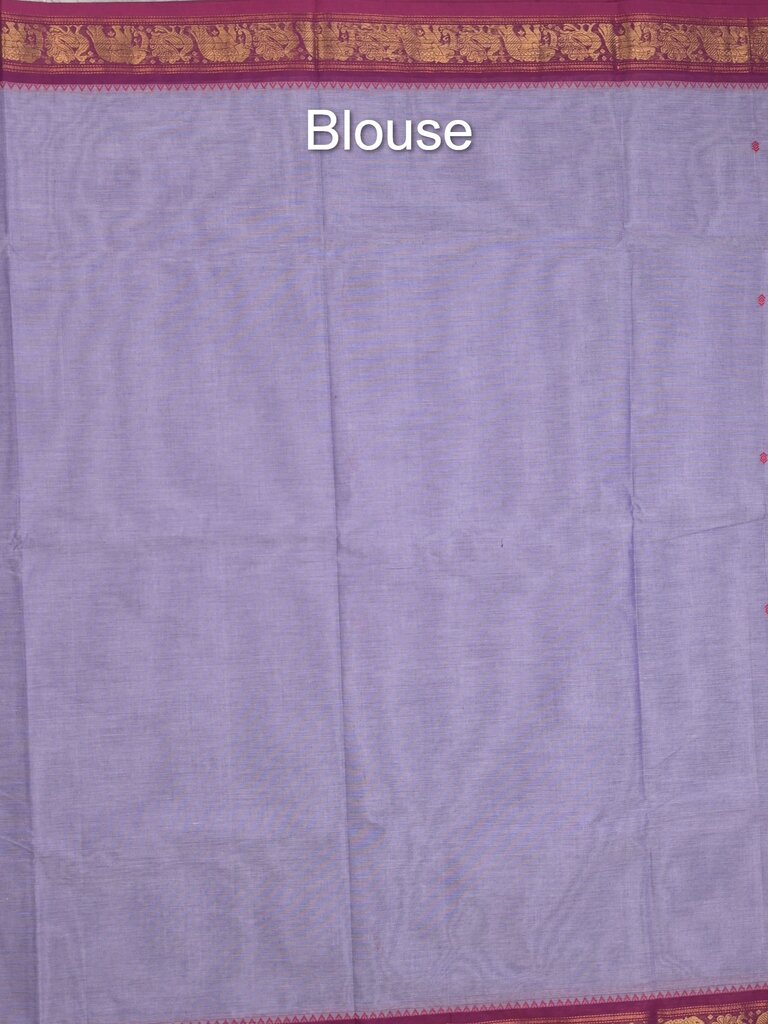 Kanchi cotton saree allover motifs and zari border with attached self-blouse