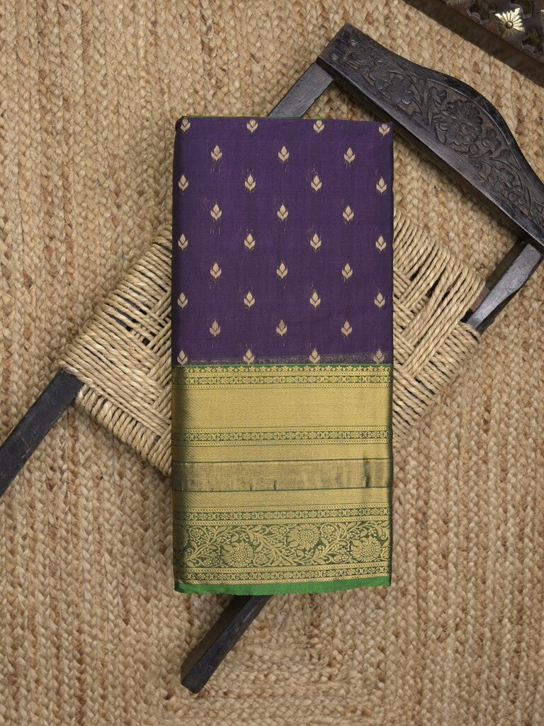 Seiko Raga zari-woven saree in navy blue color with zari border and rich pallu & contrast blouse