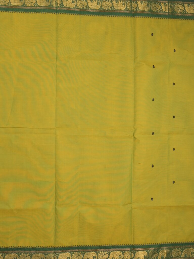 Kanchi cotton saree allover motifs and zari border with attached self-blouse