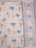 Tussar fancy saree half white color allover prints & small kaddi border with short printed pallu and attached blouse