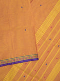 Kanchi cotton saree allover motifs and zari border with attached self-blouse