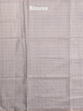 Tussar fancy saree half white color allover prints & small kaddi border with short printed pallu and attached blouse