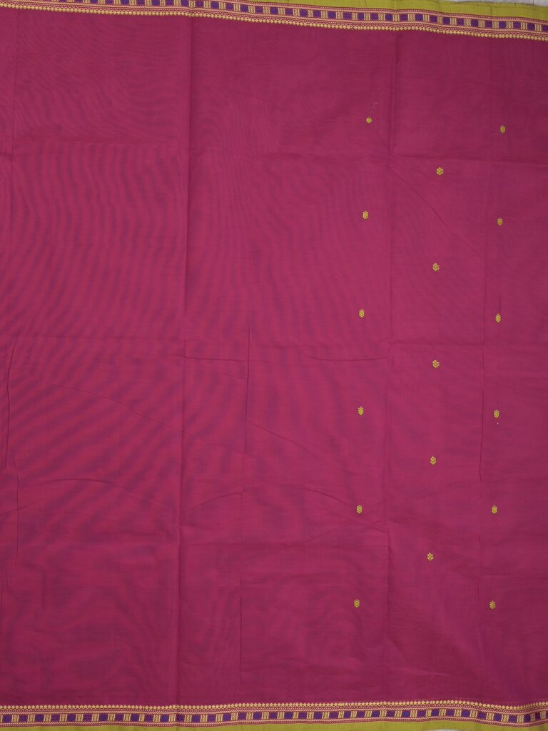 Kanchi cotton saree allover motifs and zari border with attached self-blouse