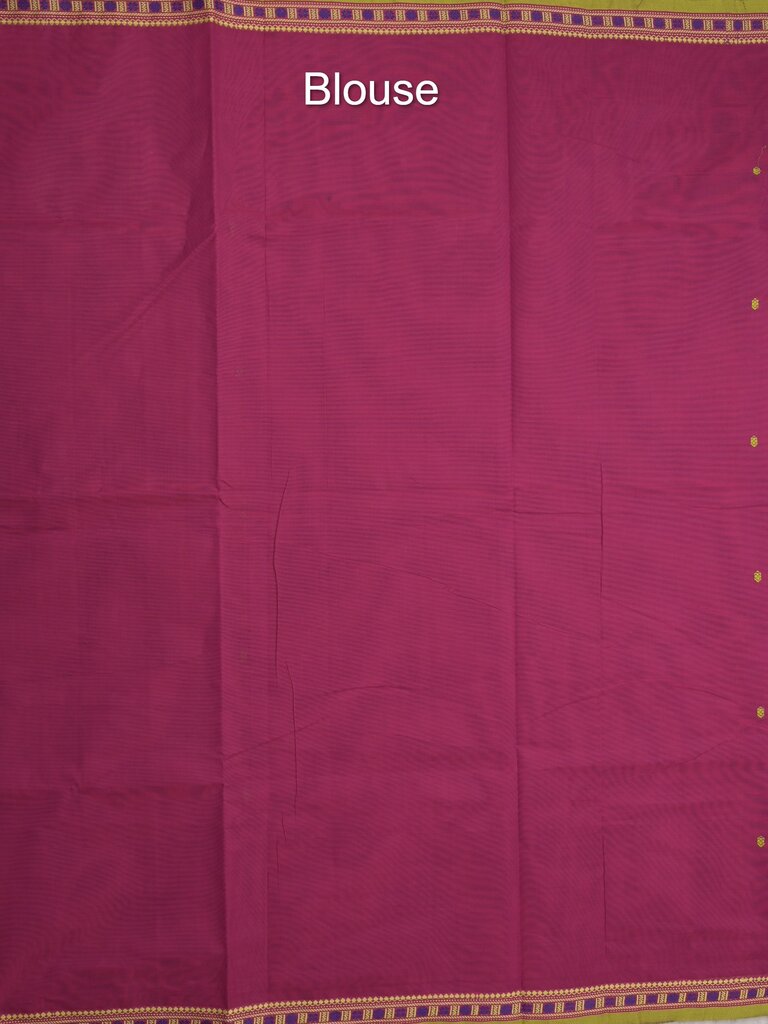 Kanchi cotton saree allover motifs and zari border with attached self-blouse