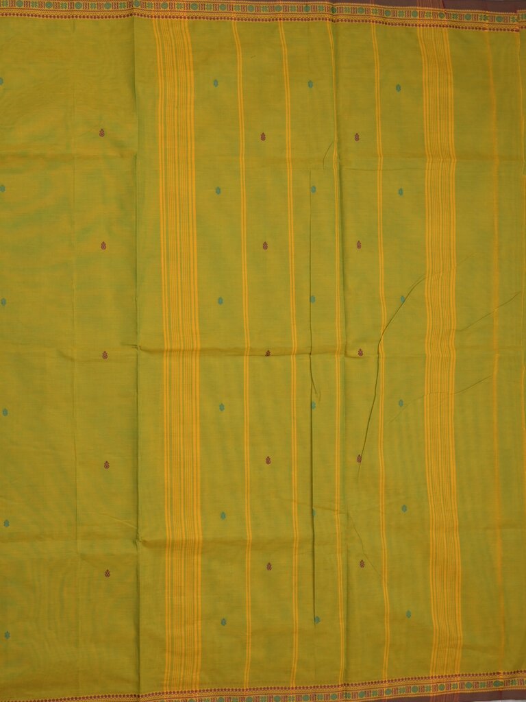 Kanchi cotton saree allover motifs and zari border with attached self-blouse