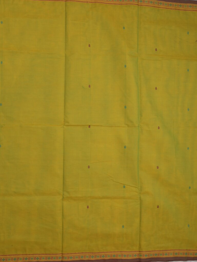 Kanchi cotton saree allover motifs and zari border with attached self-blouse