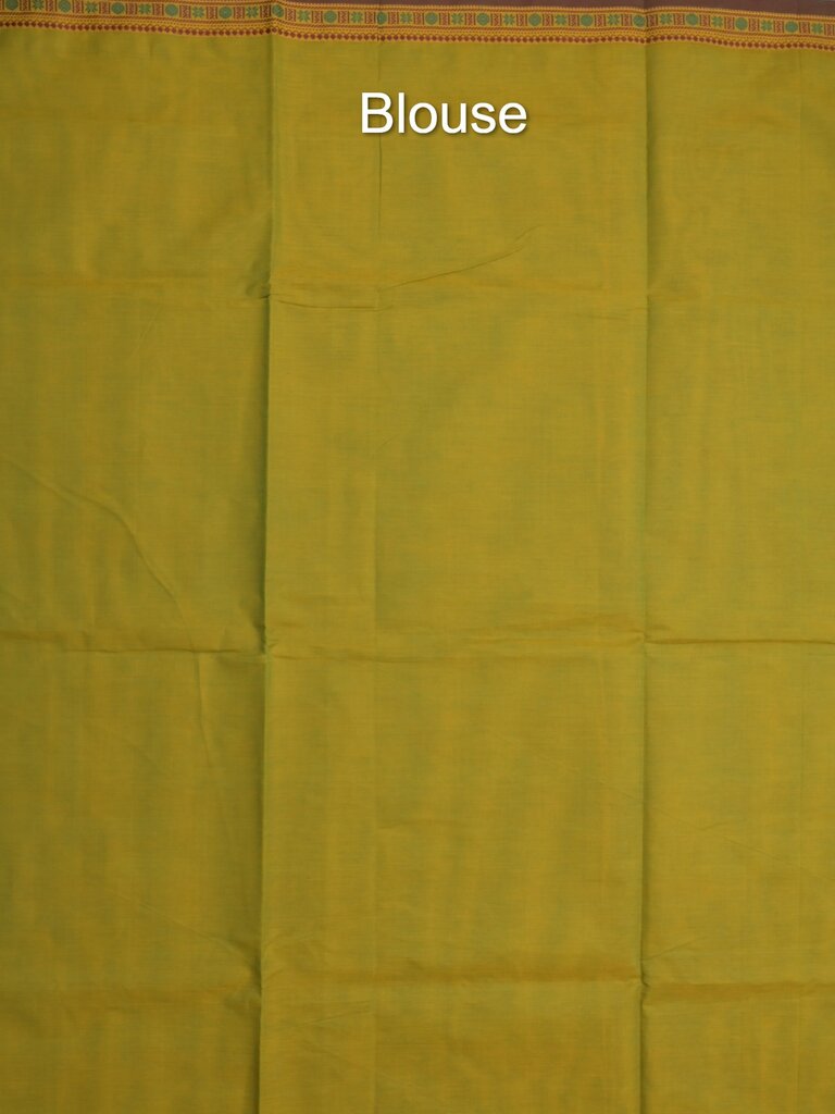 Kanchi cotton saree allover motifs and zari border with attached self-blouse
