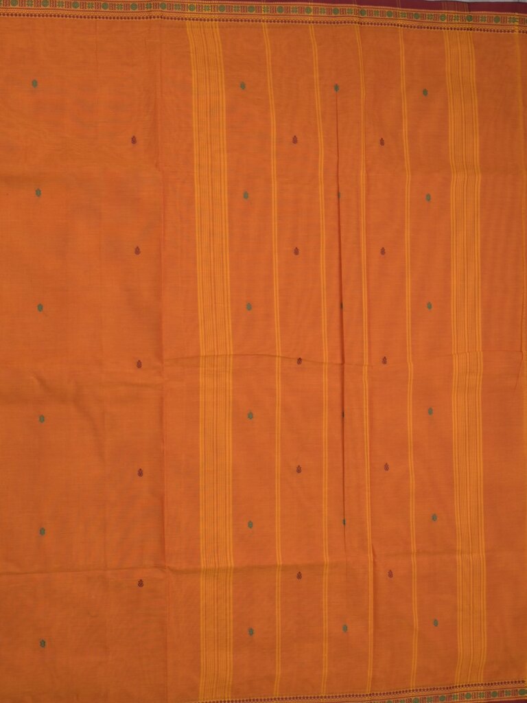 Kanchi cotton saree allover motifs and zari border with attached self-blouse