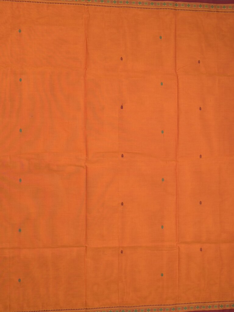 Kanchi cotton saree allover motifs and zari border with attached self-blouse