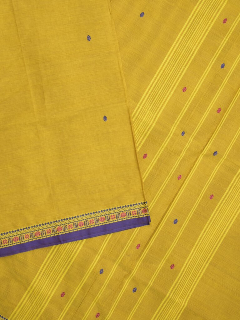 Kanchi cotton saree allover motifs and zari border with attached self-blouse