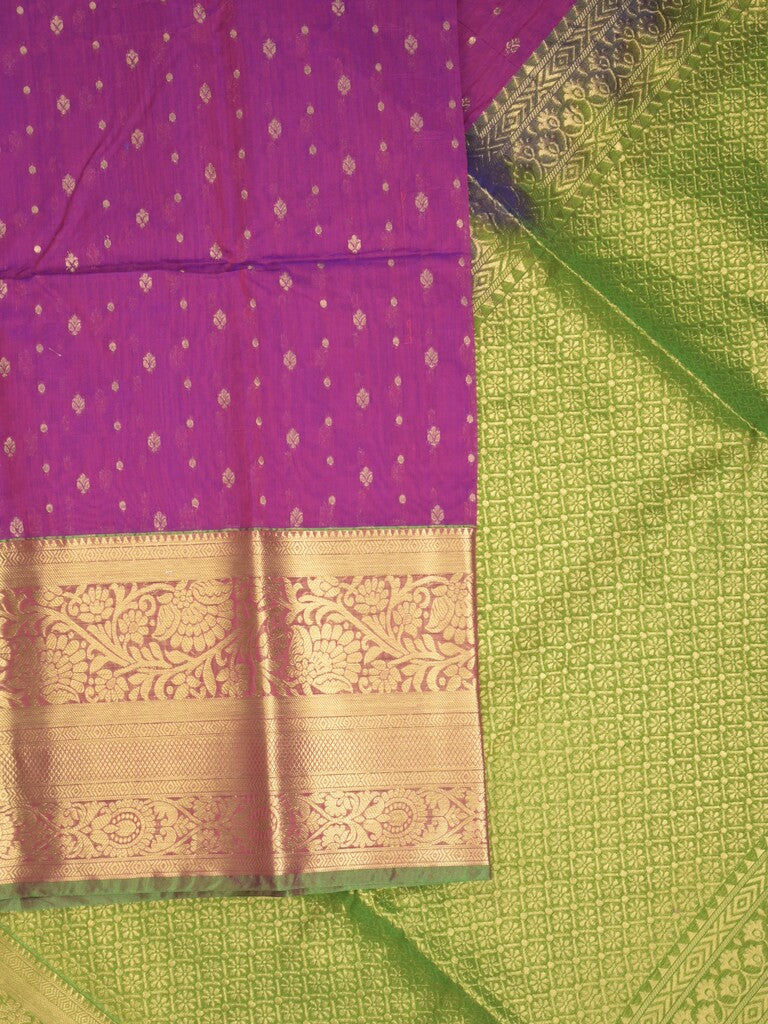 Seiko Raga zari-woven saree in magenta color with zari border and rich pallu & contrast blouse