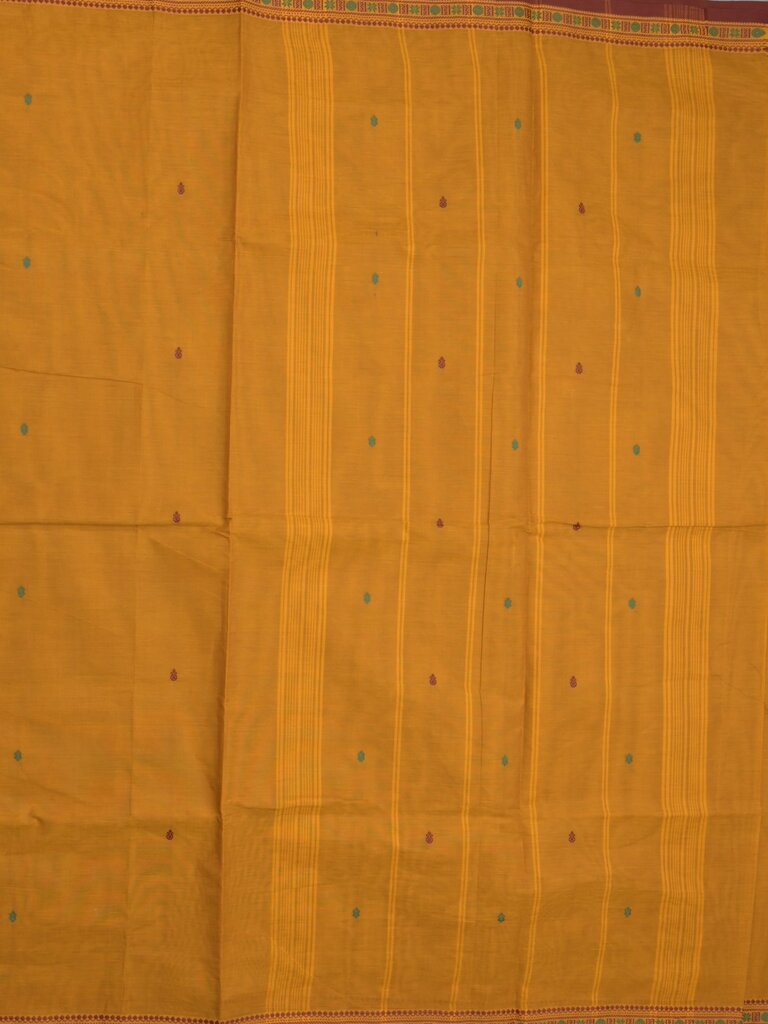 Kanchi cotton saree allover motifs and zari border with attached self-blouse