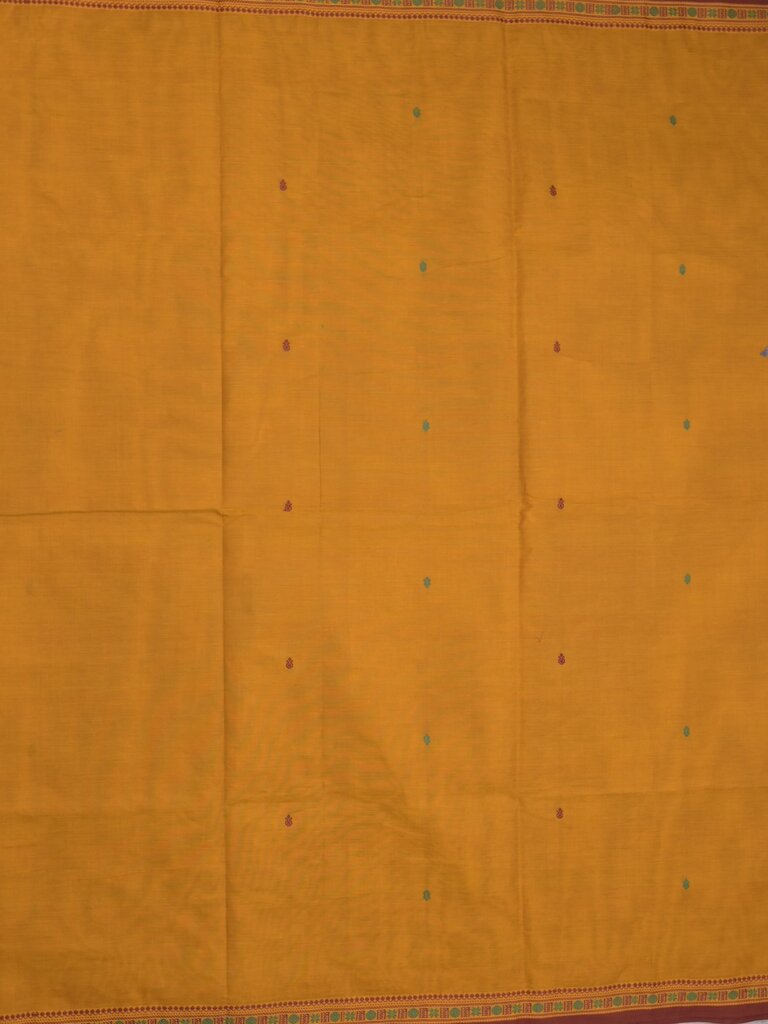 Kanchi cotton saree allover motifs and zari border with attached self-blouse