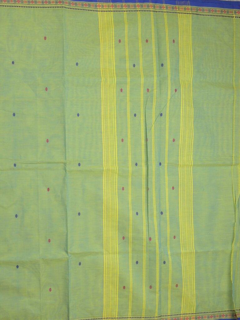 Kanchi cotton saree allover motifs and zari border with attached self-blouse