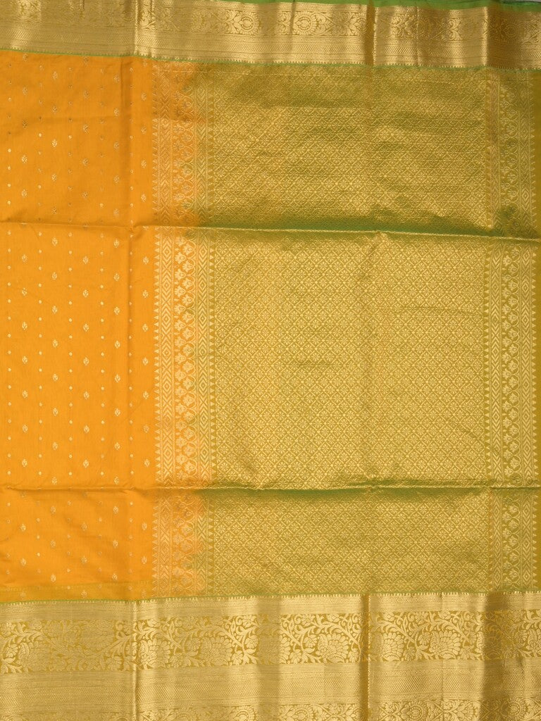 Seiko Raga zari-woven saree in yellow color with zari border and rich pallu & contrast blouse