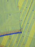 Kanchi cotton saree allover motifs and zari border with attached self-blouse