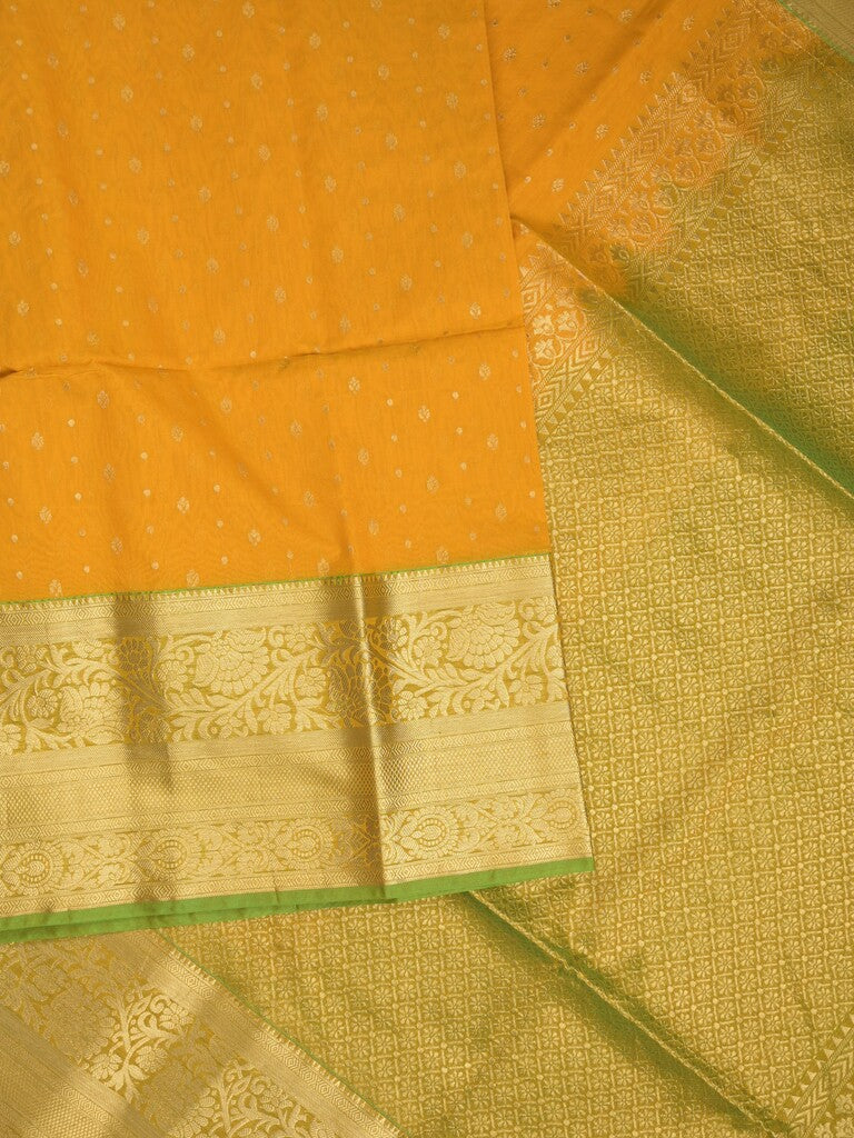 Seiko Raga zari-woven saree in yellow color with zari border and rich pallu & contrast blouse