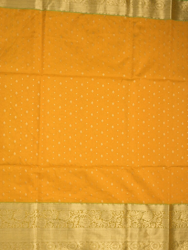 Seiko Raga zari-woven saree in yellow color with zari border and rich pallu & contrast blouse