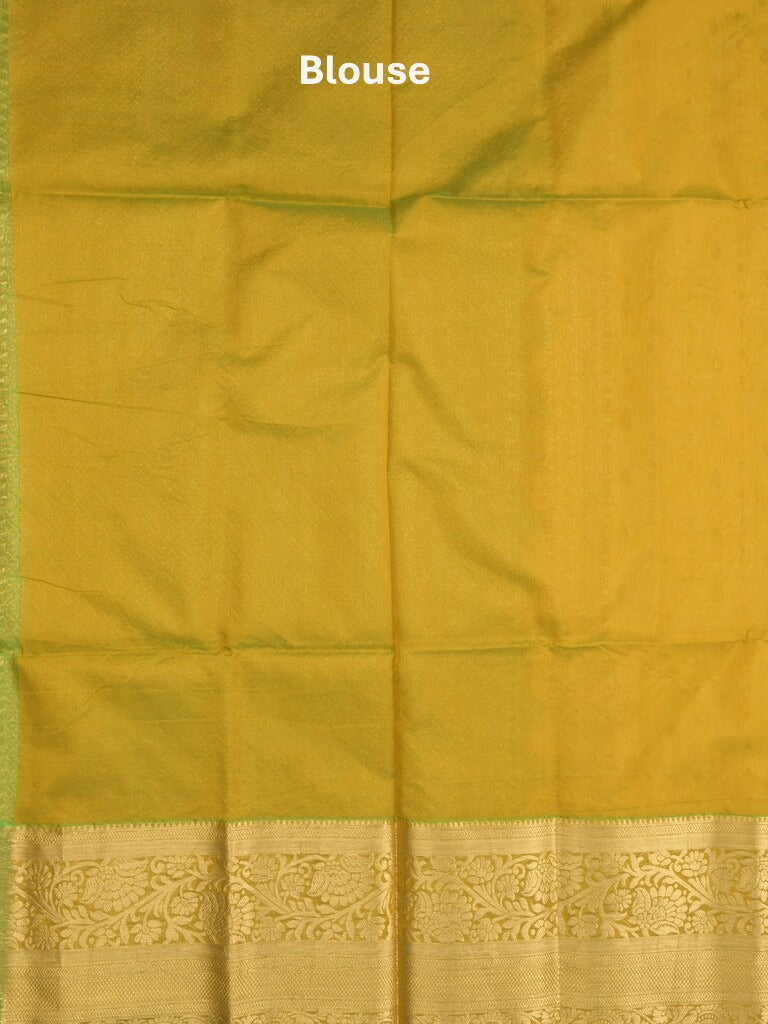 Seiko Raga zari-woven saree in yellow color with zari border and rich pallu & contrast blouse