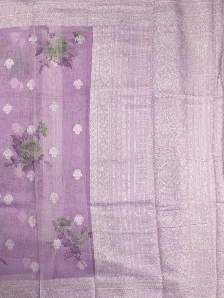 Chanderi fancy saree purple color allover weaves & zari border with rich pallu and attached blouse