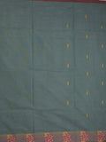 Kanchi cotton saree allover motifs and weaving border with attached self blouse