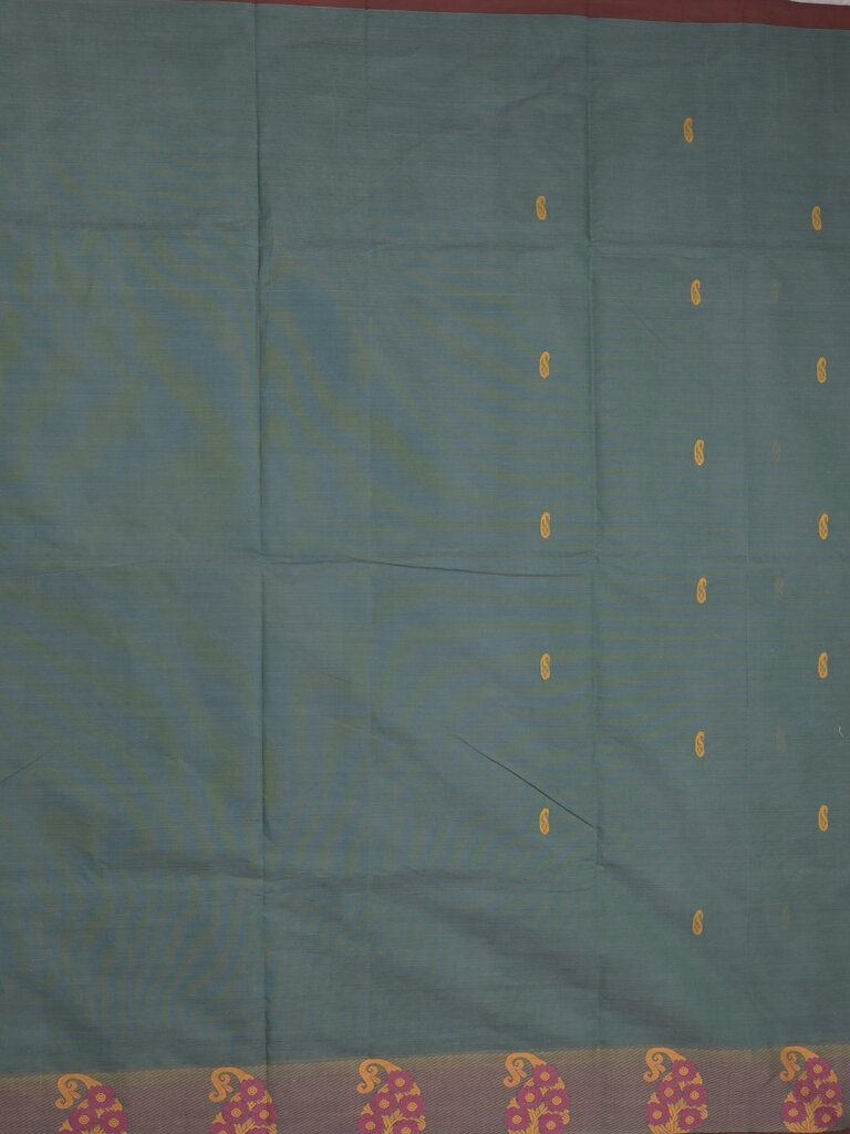 Kanchi cotton saree allover motifs and weaving border with attached self blouse