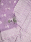 Chanderi fancy saree purple color allover weaves & zari border with rich pallu and attached blouse