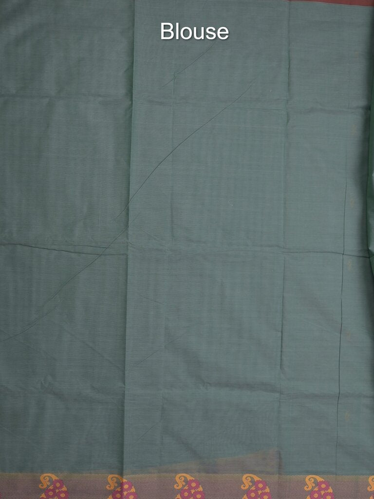 Kanchi cotton saree allover motifs and weaving border with attached self blouse