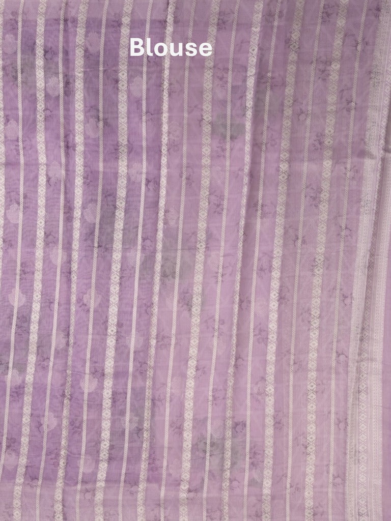 Chanderi fancy saree purple color allover weaves & zari border with rich pallu and attached blouse