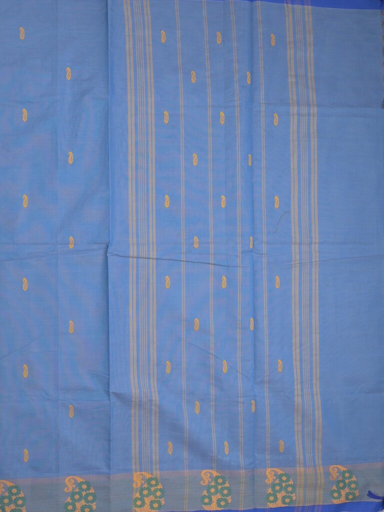 Kanchi cotton saree allover motifs and weaving border with attached self blouse