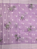 Chanderi fancy saree purple color allover weaves & zari border with rich pallu and attached blouse