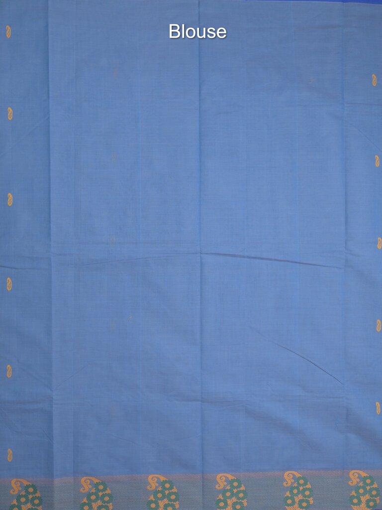 Kanchi cotton saree allover motifs and weaving border with attached self blouse