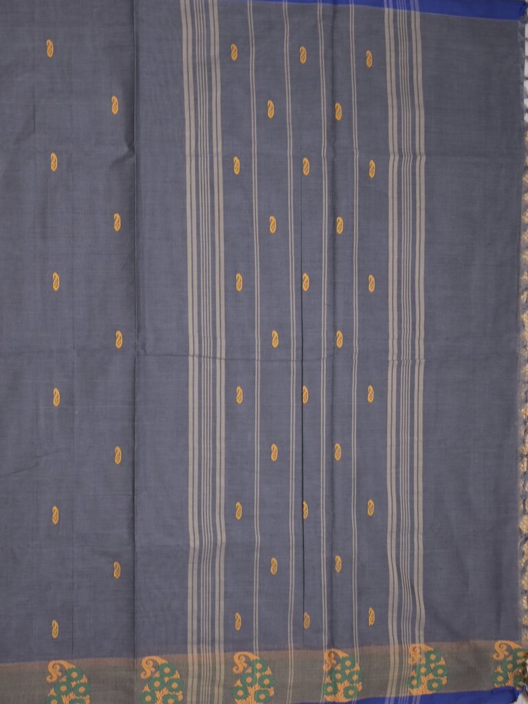 Kanchi cotton saree allover motifs and weaving border with attached self blouse