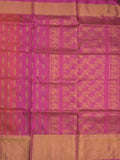 Uppada pattu saree pink color allover zari motifs & long kaddi border with rich pallu and contrast plain blouse