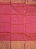 Uppada pattu saree pink color allover zari motifs & long kaddi border with rich pallu and contrast plain blouse