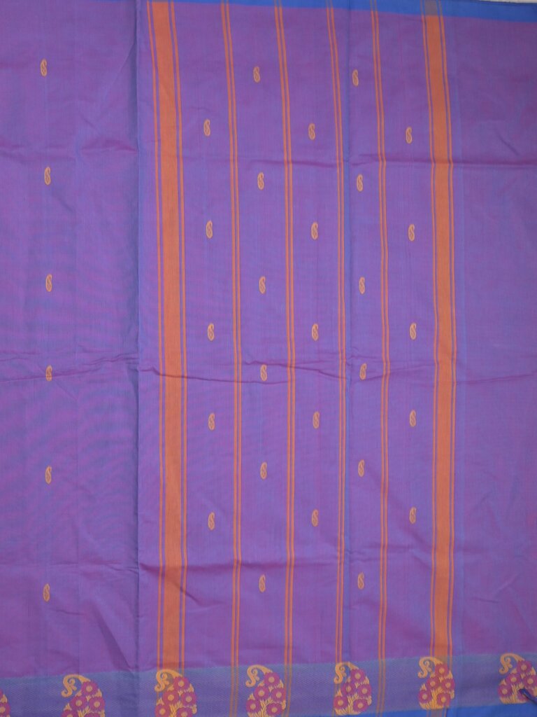 Kanchi cotton saree allover motifs and weaving border with attached self blouse