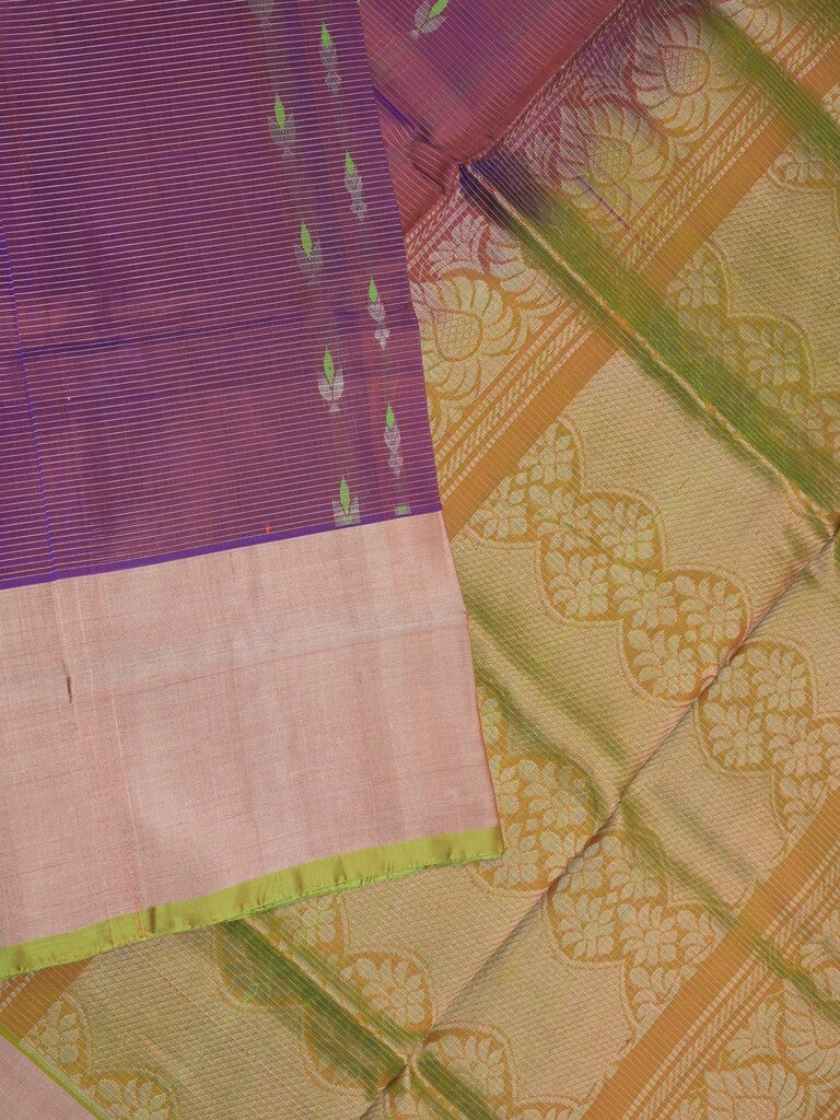Uppada pattu saree wine color allover zari motifs & long kaddi border with rich pallu and contrast plain blouse