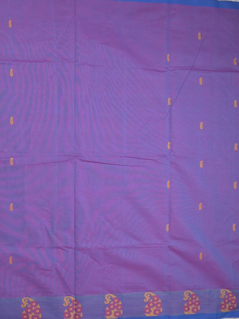 Kanchi cotton saree allover motifs and weaving border with attached self blouse