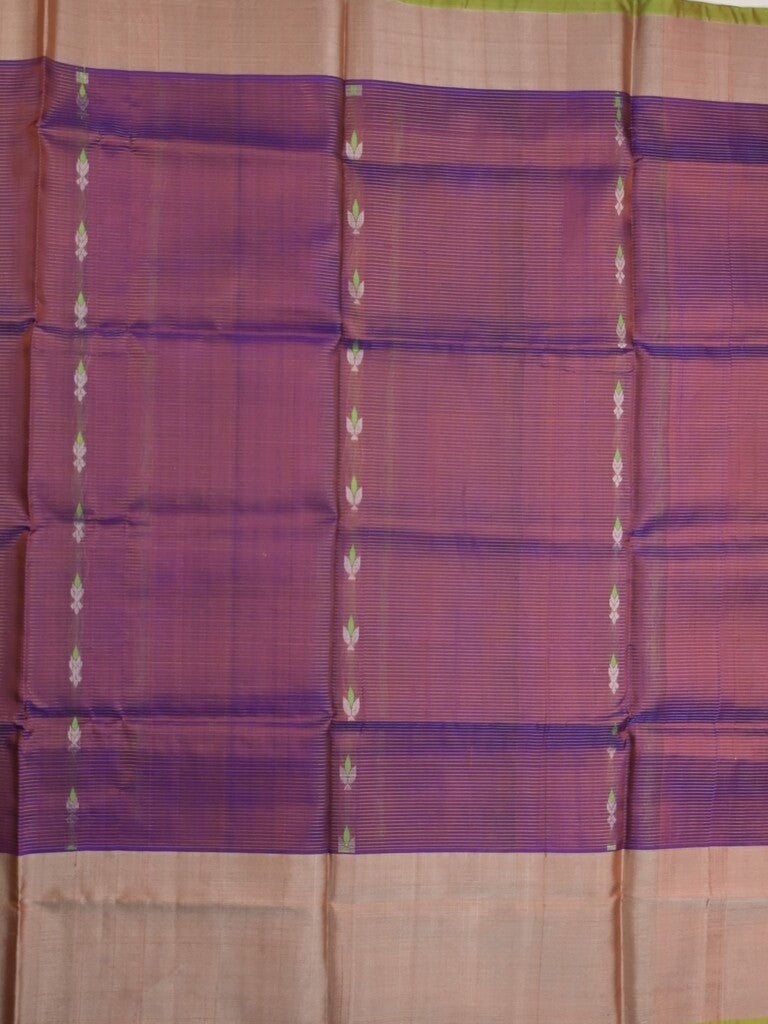 Uppada pattu saree wine color allover zari motifs & long kaddi border with rich pallu and contrast plain blouse