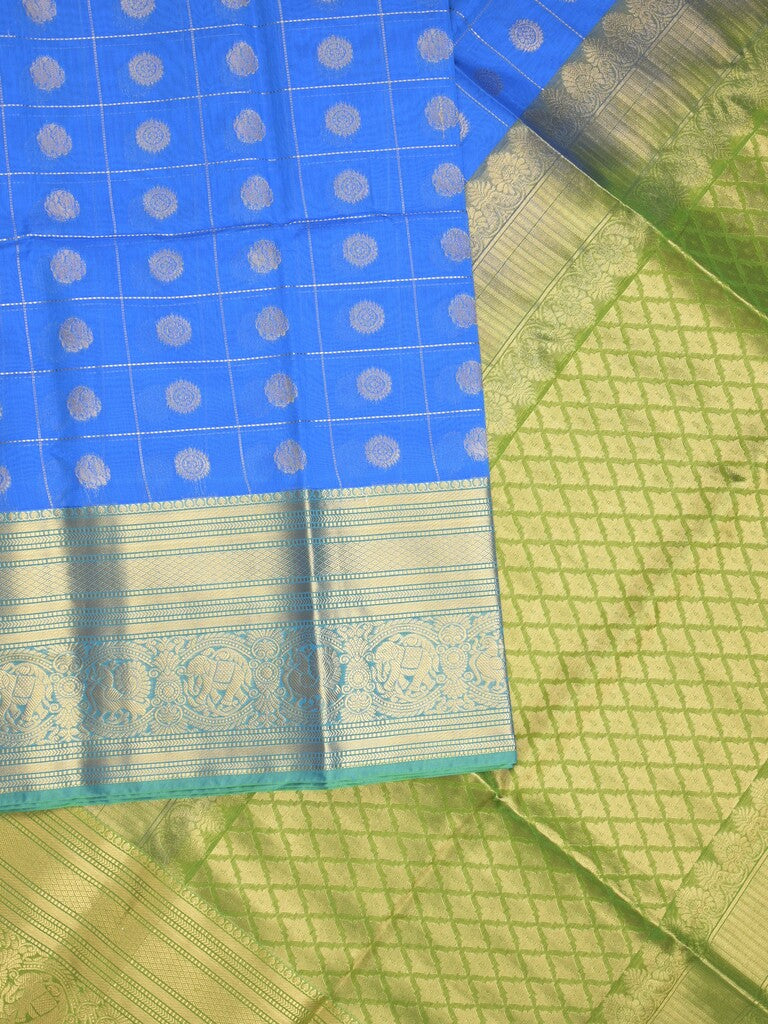 Seiko Raga zari-woven saree in sky blue color with zari border and rich pallu & contrast blouse