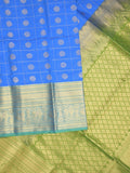 Seiko Raga zari-woven saree in sky blue color with zari border and rich pallu & contrast blouse