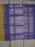Uppada pattu saree olive green color allover zari motifs & long kaddi border with rich pallu and contrast plain blouse