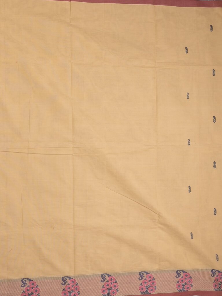 Kanchi cotton saree allover motifs and weaving border with attached self blouse