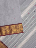 Kanchi cotton saree allover plain with kanchi border and attached self blouse