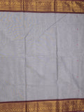 Kanchi cotton saree allover plain with kanchi border and attached self blouse