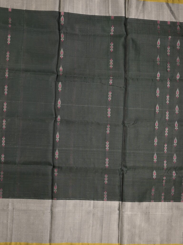 Uppada pattu saree black color allover zari motifs & long kaddi border with rich pallu and contrast plain blouse
