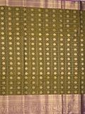 Seiko Raga zari-woven saree in olive green color with zari border and rich pallu & contrast blouse