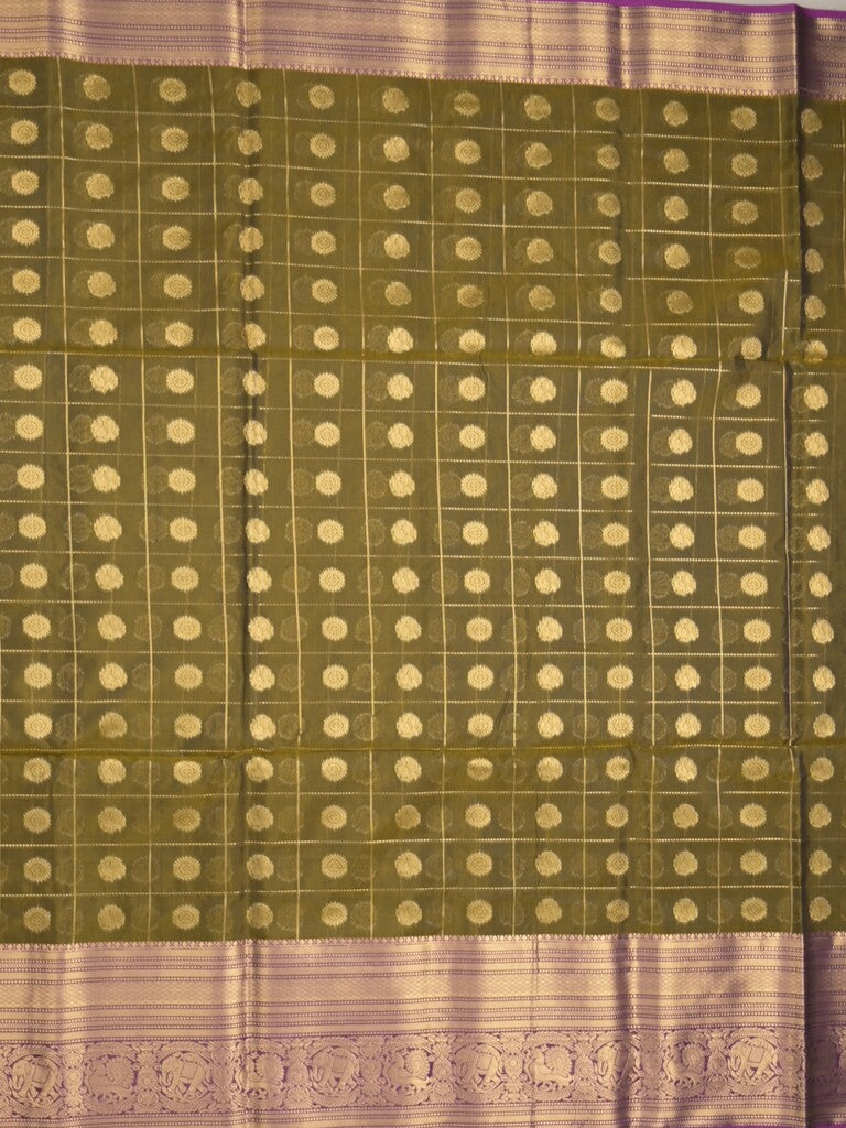 Seiko Raga zari-woven saree in olive green color with zari border and rich pallu & contrast blouse