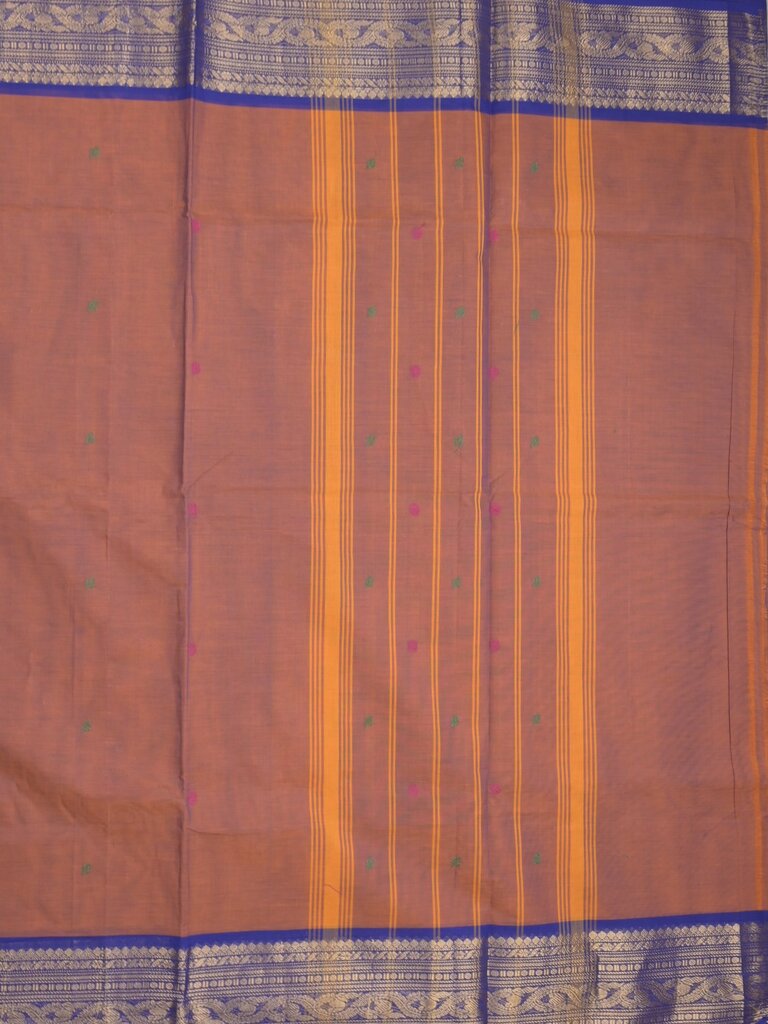 Kanchi cotton saree allover plain with kanchi border and attached self blouse